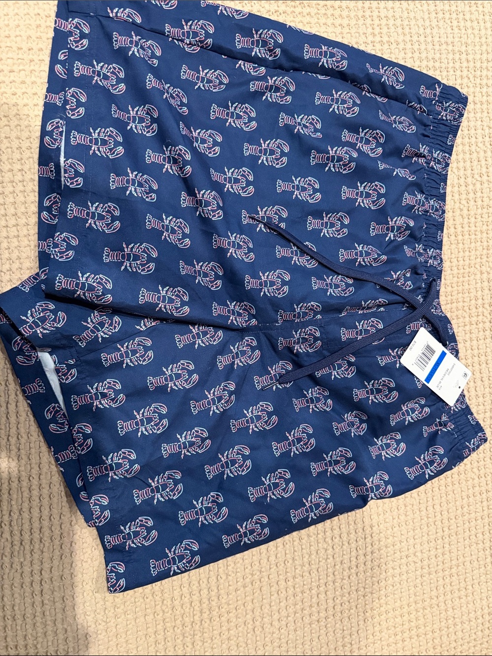 Southern Proper Navy Lobster Print Swim Trunks